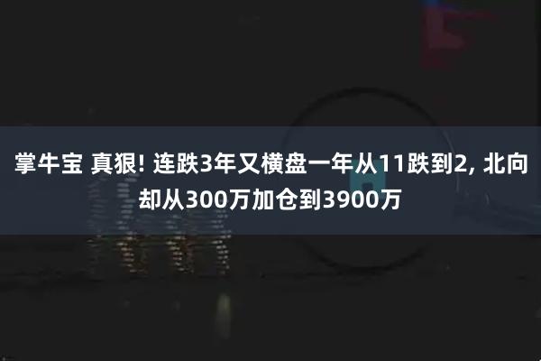掌牛宝 真狠! 连跌3年又横盘一年从11跌到2, 北向却从300万加仓到3900万
